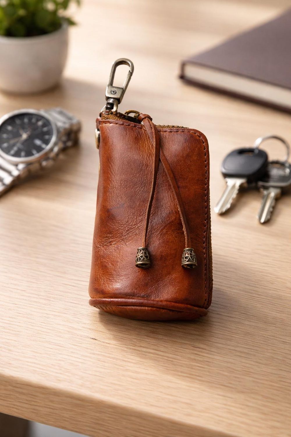 Vintage Cowhide Leather Key Bag – Mini detail photo 4