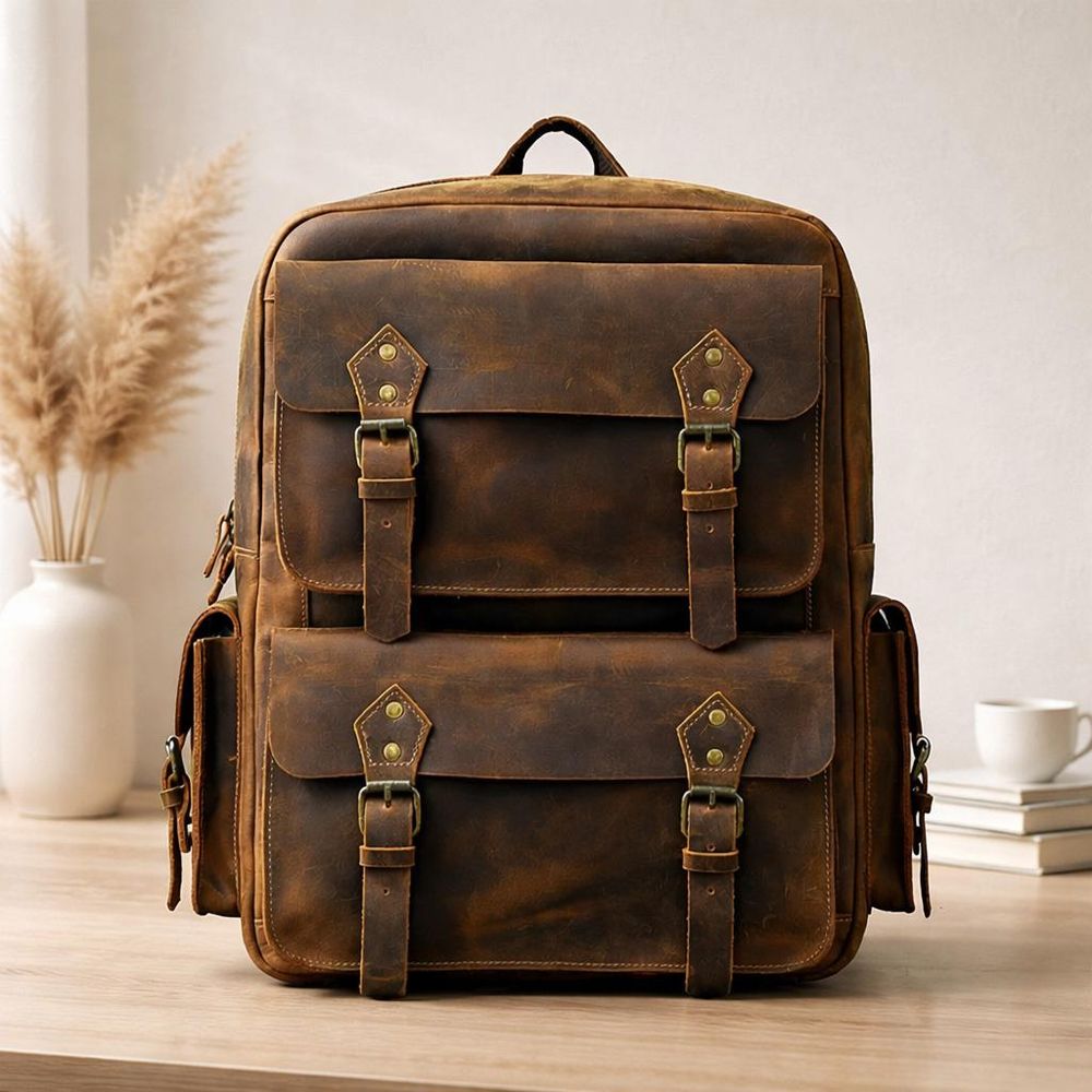 Vintage Crazy Horse Leather Backpack - Backpack from Tin Bucket Mercantile