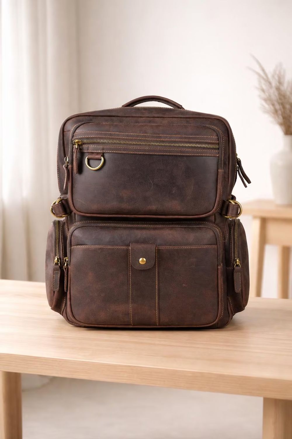 Vintage Genuine Leather Backpack - Backpack from Tin Bucket Mercantile