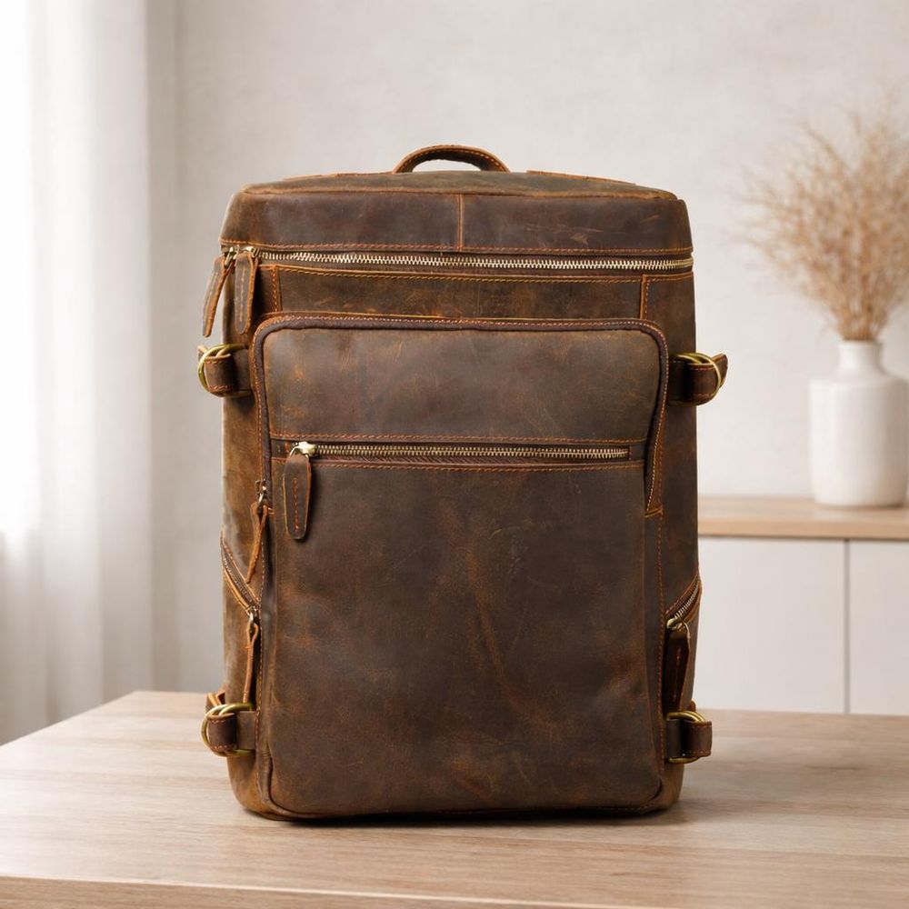 Vintage Leather Backpack Men – Crazy Horse - Backpack from Tin Bucket Mercantile