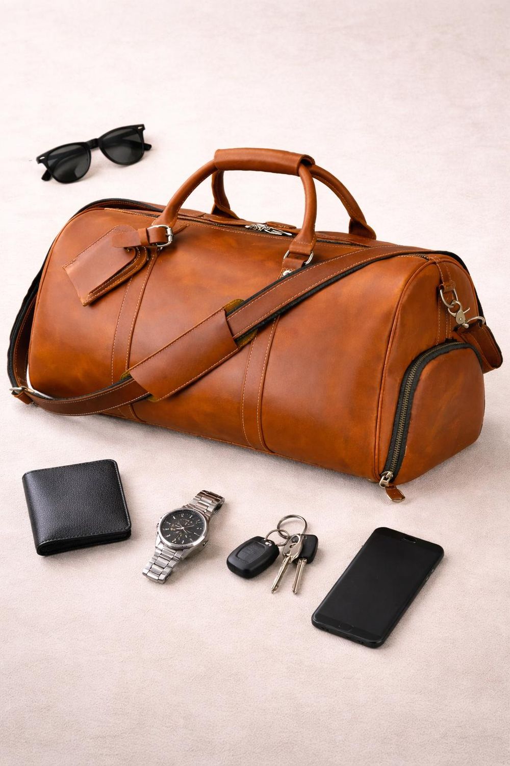 Vintage Leather Duffel Bag – Men's Large detail photo 4
