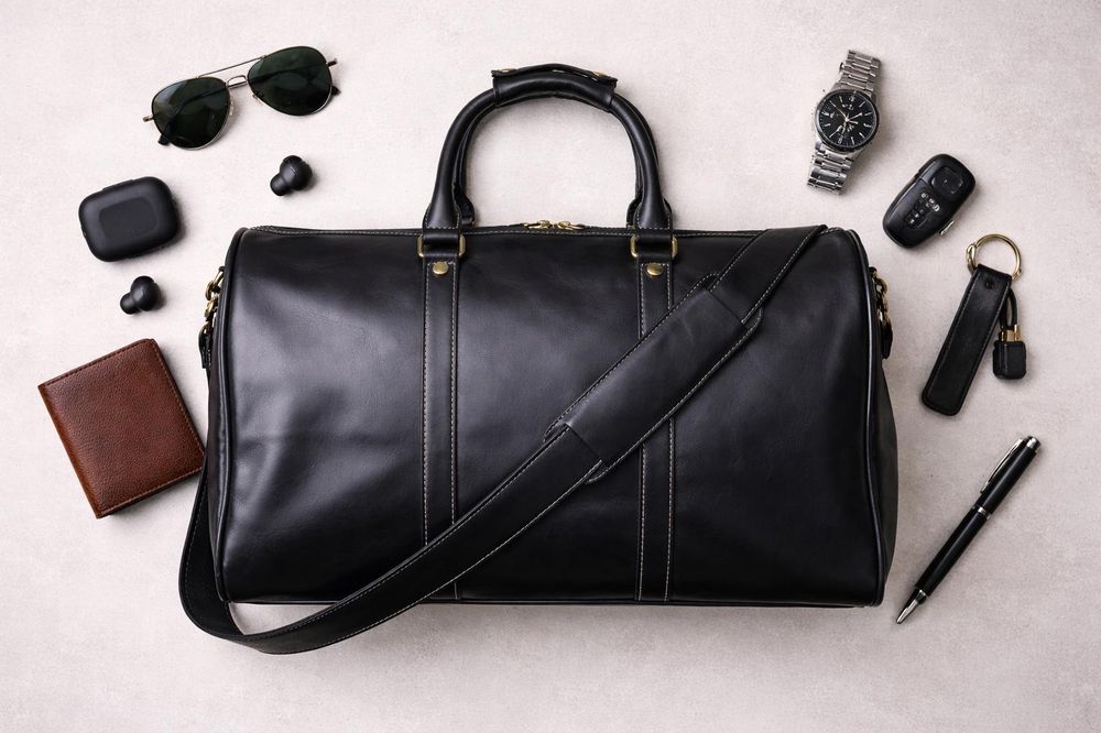 Vintage Leather Men's Travel Bag – Crazy-horse detail photo 3