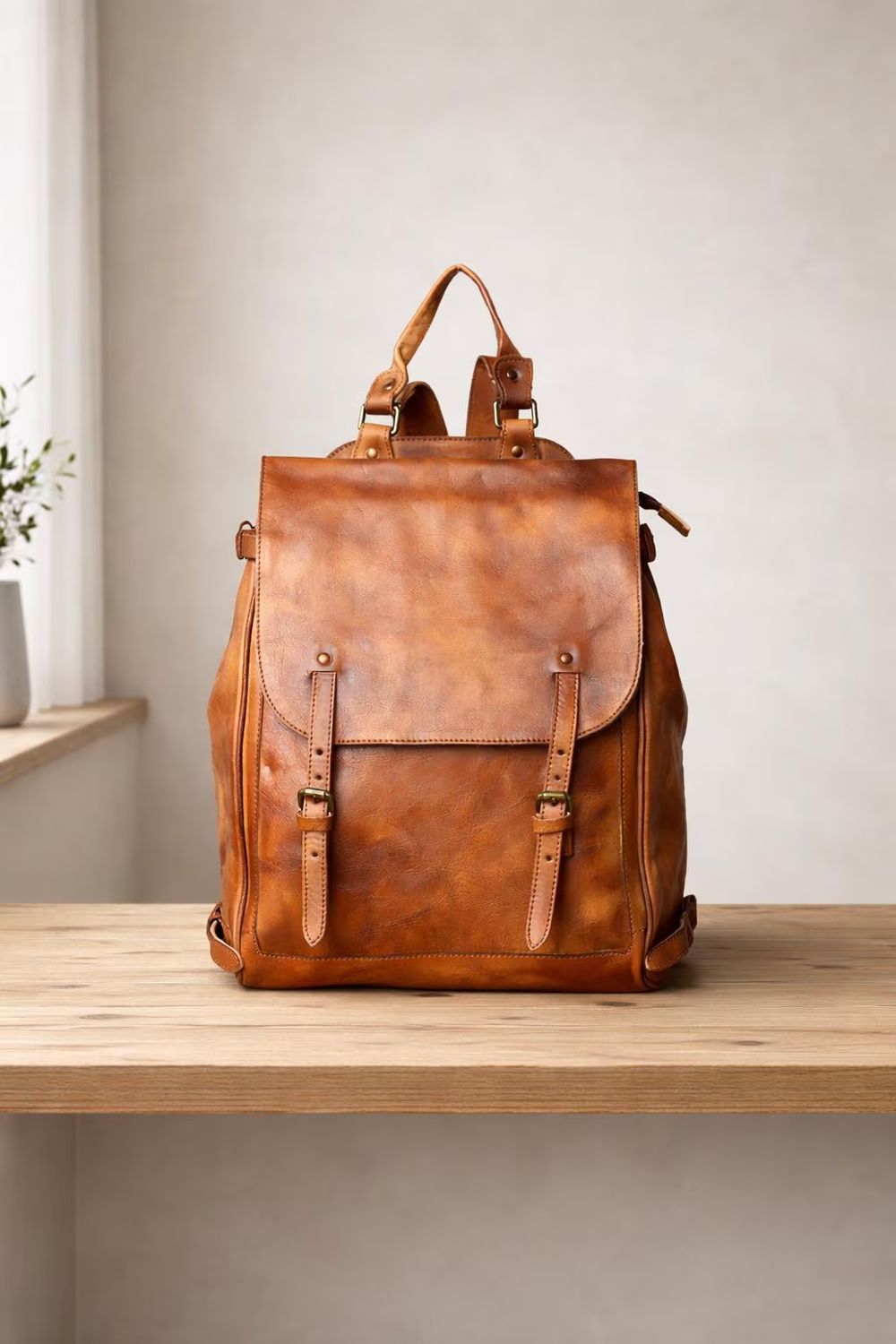 Vintage Leather Men’s Backpack - Backpack from Tin Bucket Mercantile