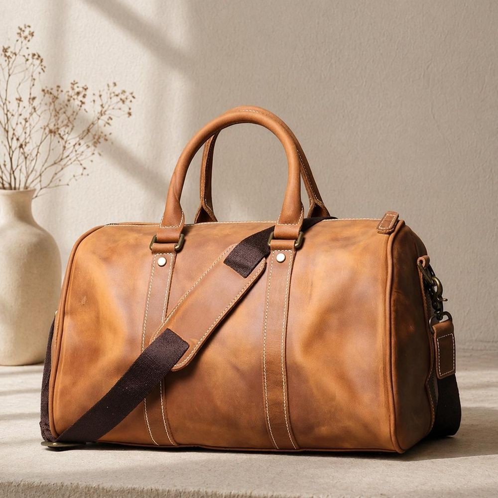 Vintage Men's Cowhide Leather Business Bag – - Travel Bag from Tin Bucket Mercantile