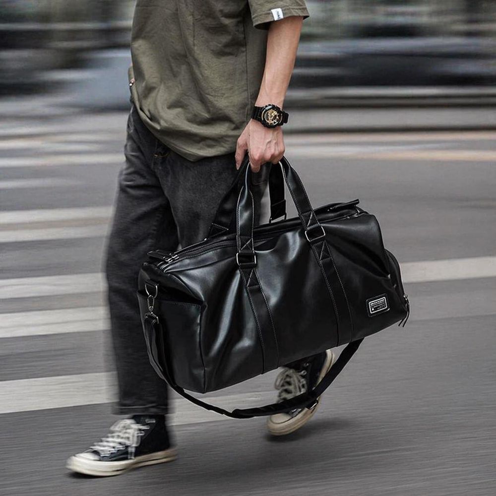 Vintage PU Leather Duffel Bag – Men’s detail photo 2
