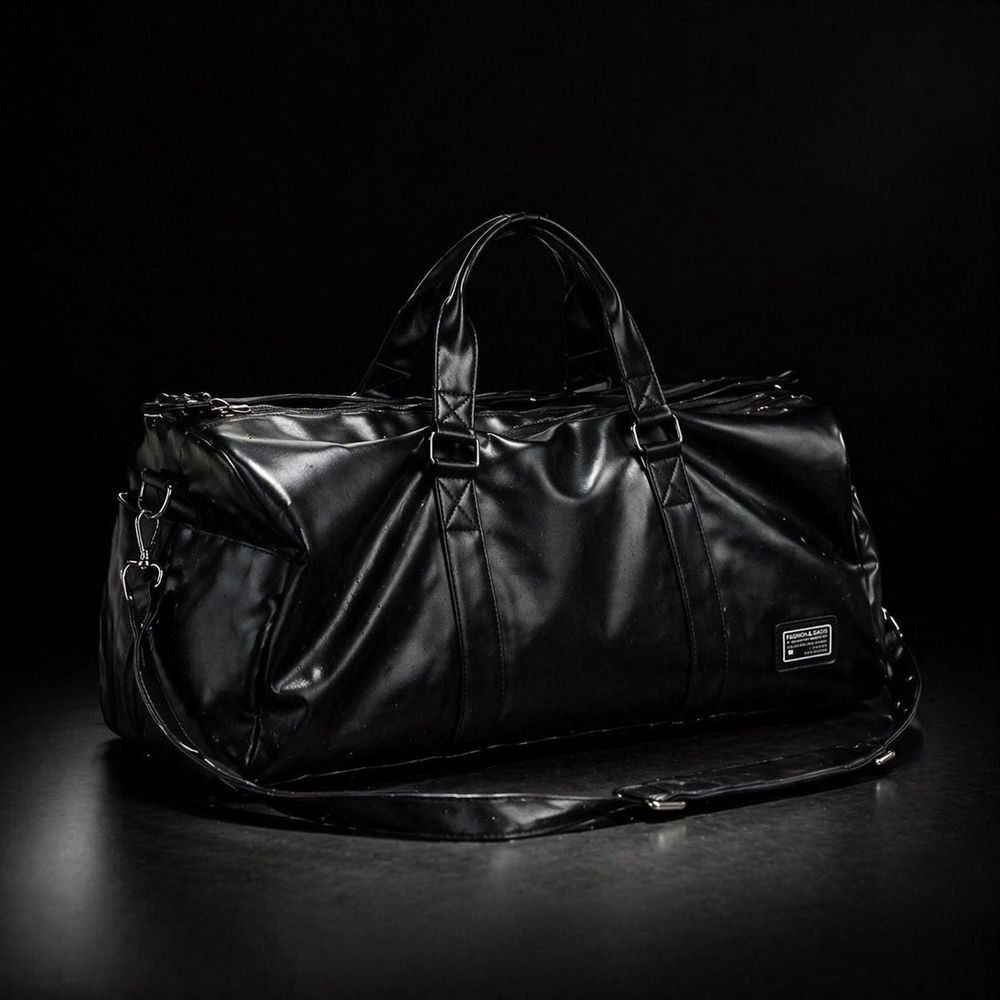 Vintage PU Leather Duffel Bag – Men’s detail photo 4