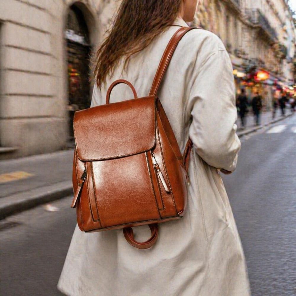 Women's Genuine Leather Convertible Backpack detail photo 2
