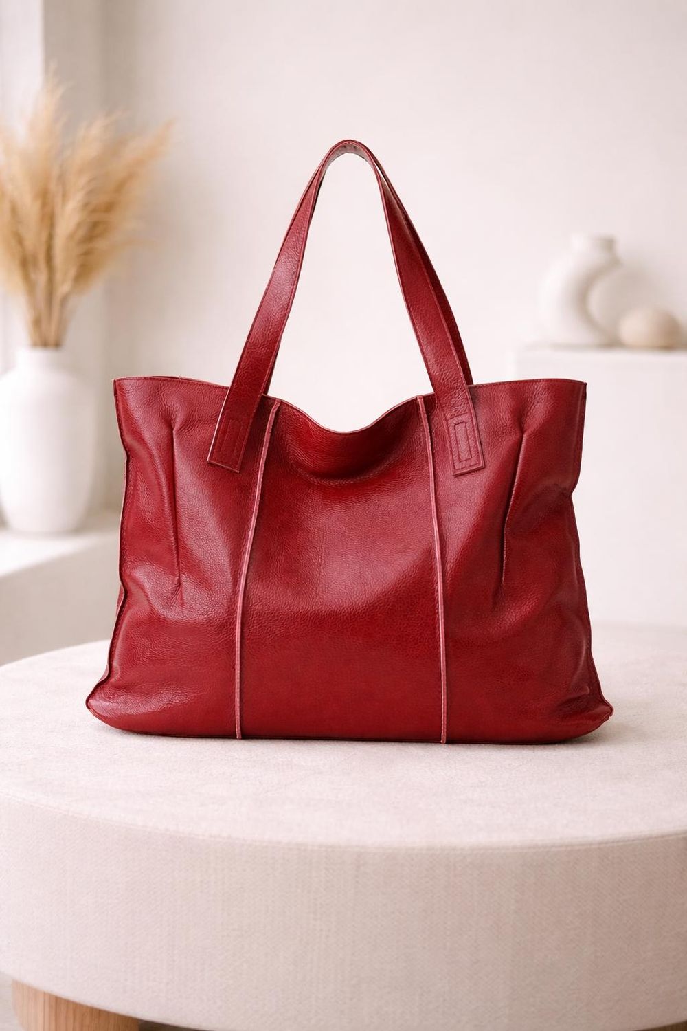 Women’s Large Capacity Cowhide Handbag – Retro detail photo 2
